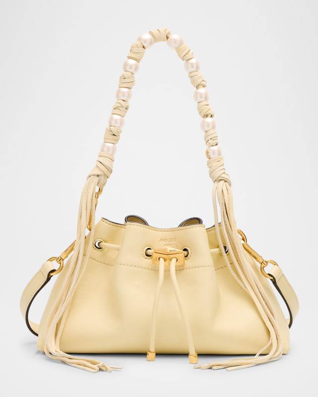 Cinch Small Pearly-Embellished Leather Shoulder Bag